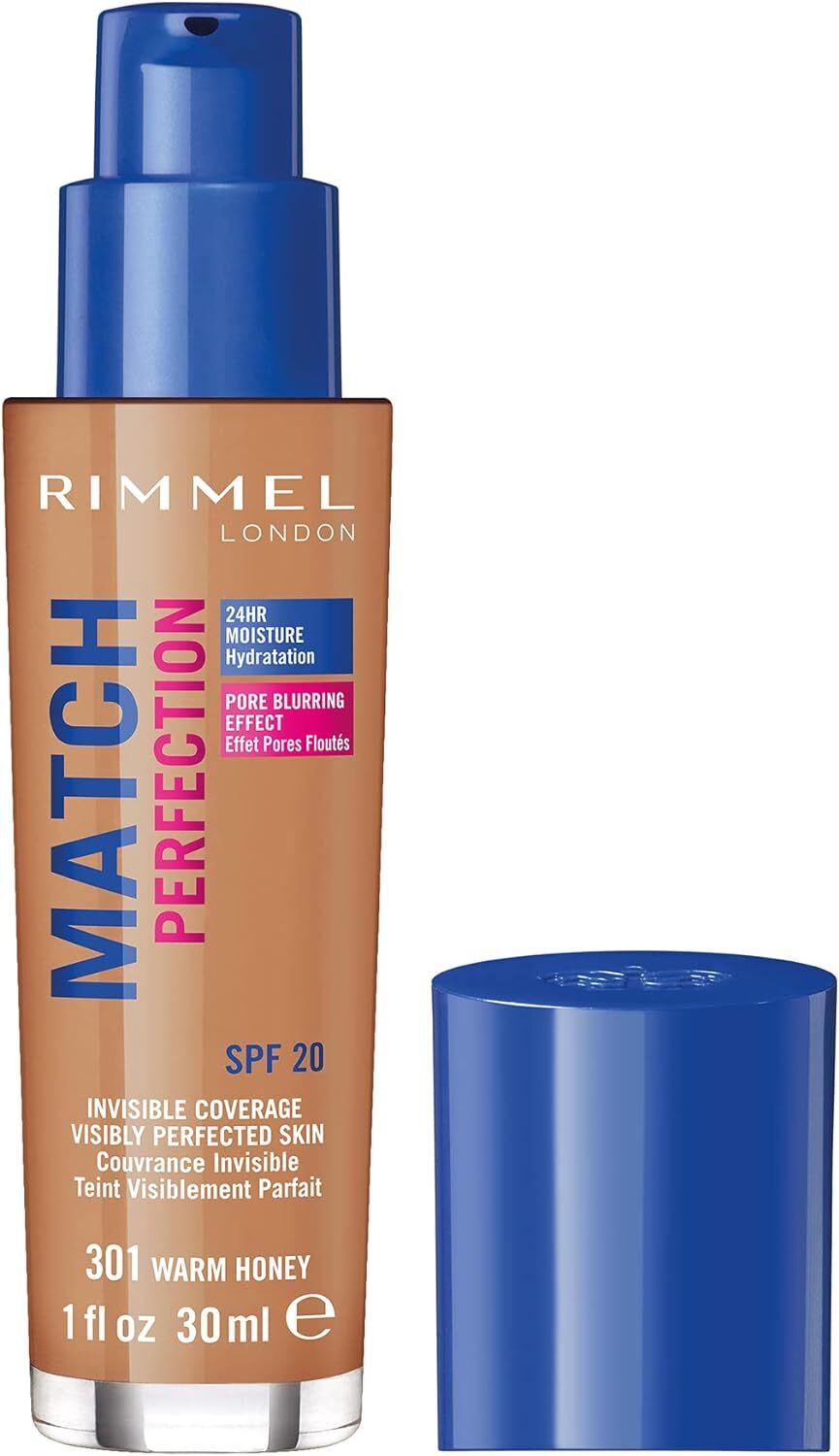 Rimmel Match Perfection Foundation SPF20 24H Moisture Pore Blur Invisible 30ml