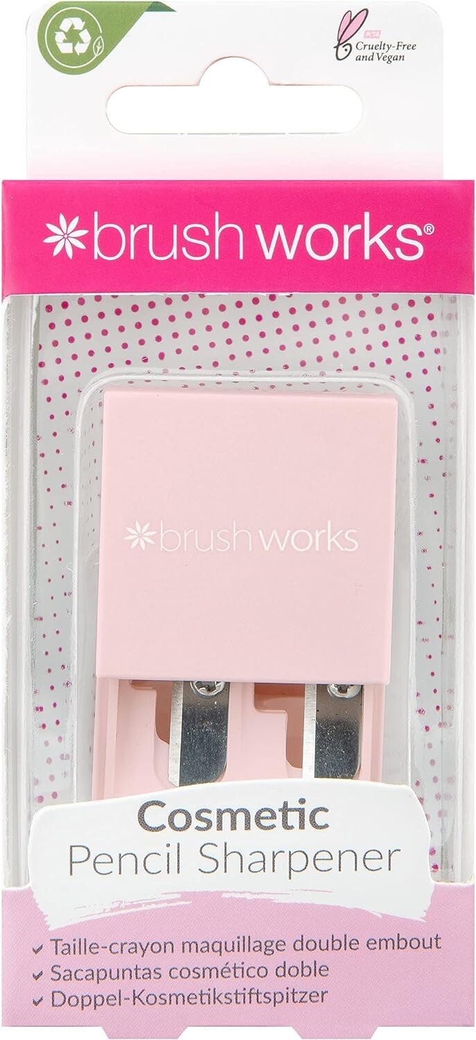 Brushworks Beauty Cosmetic Dual Pencil Sharpener 2 Sizes for Lip Liner Eyeliner