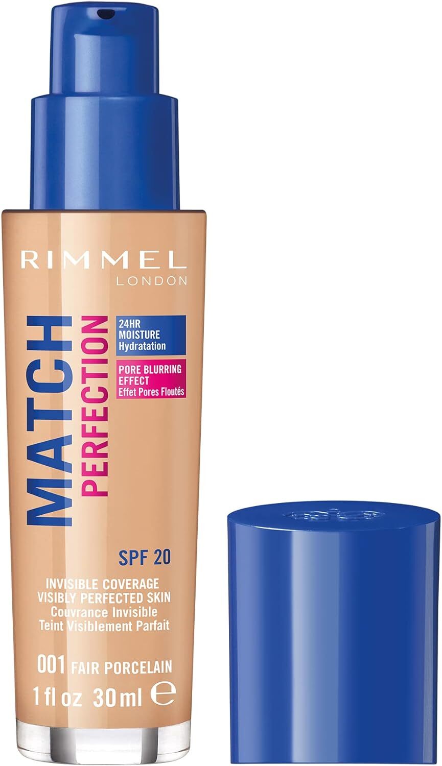 Rimmel Match Perfection Foundation SPF20 24H Moisture Pore Blur Invisible 30ml