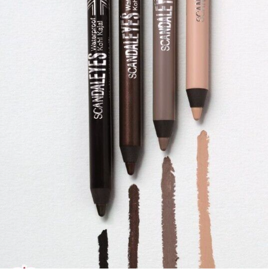 RIMMEL SCANDALEYES WATERPROOF KOHL KAJAL EYELINER PENCIL 24HR WEAR BLACK / BROWN