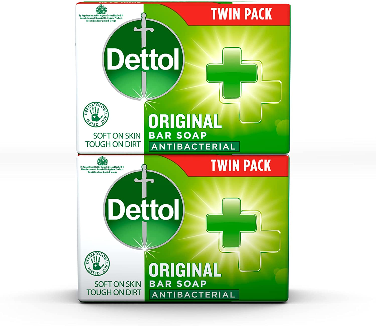 Dettol Antibacterial Bar Soap Original, Twin Pack ( 1 Pack of 2 Bars )