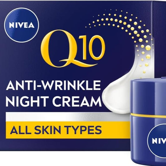 Q10 Anti-Wrinkle Power Revitalising Night Cream 50ml, Anti-Wrinkle Face Cream with Skin Identical Q10 and Creatine, Regenerative Night Cream